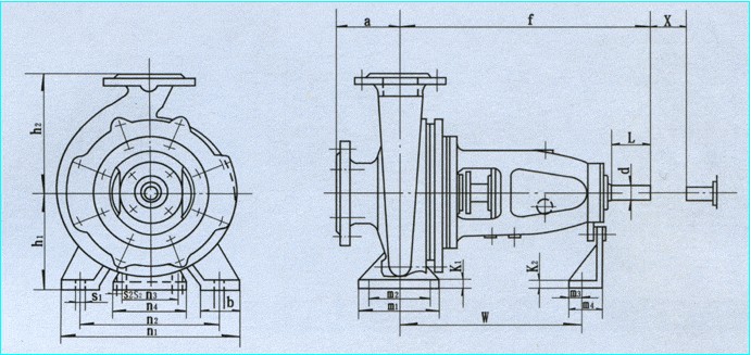 IH型化工泵外形安装尺寸图